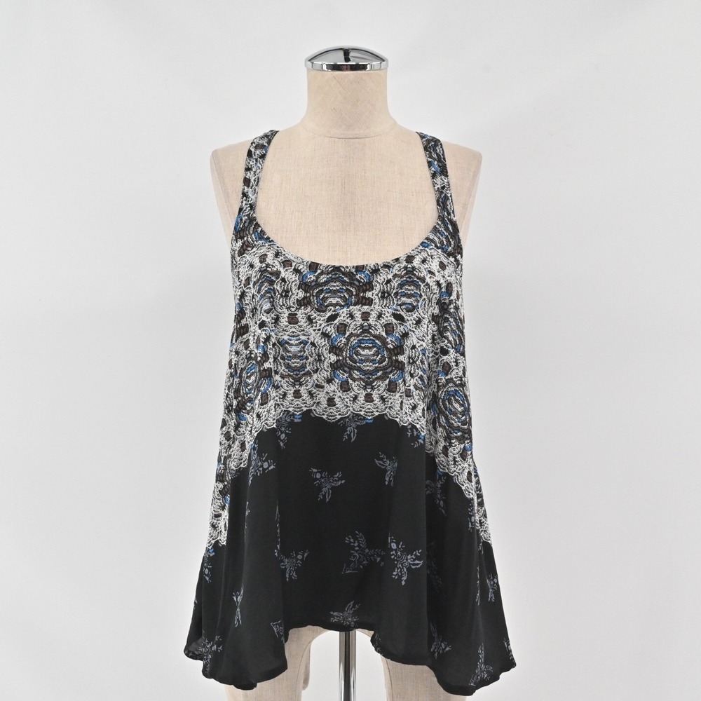 Free People Criss Back Tank Womens‎ Size S Black Boho Y2K Intimately Lightweight
